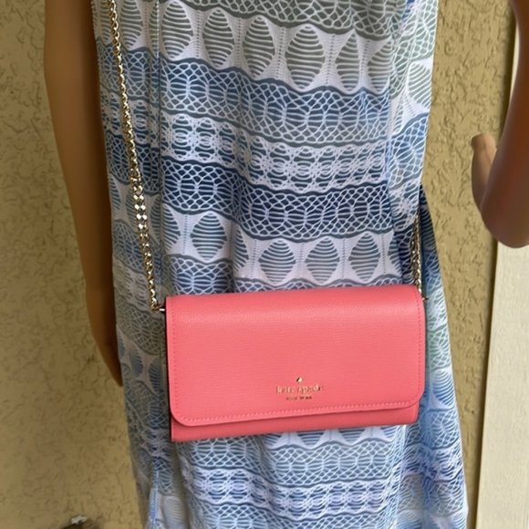 Kate Spade Chain Wallet Crossbody Clutch Pink - Picture 16 of 16